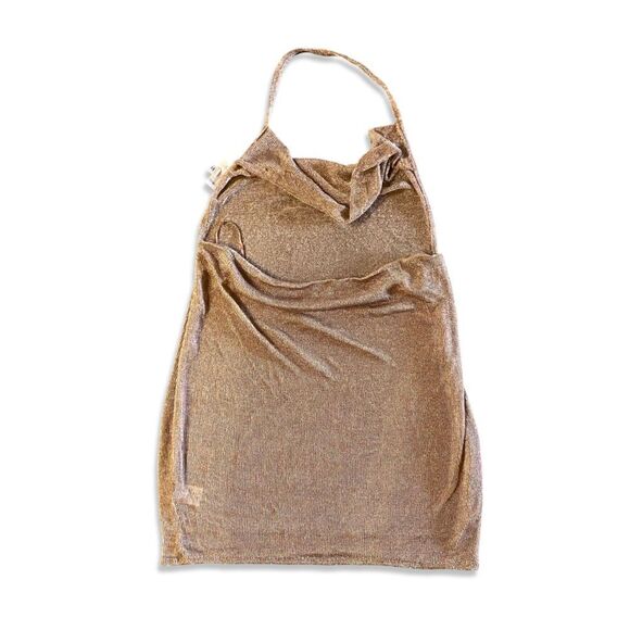 NWT Superdown Brina rose gold mini dress knit sheer halter Revolve M -  mordernwear.com